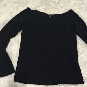Black off the shoulder long sleeve top